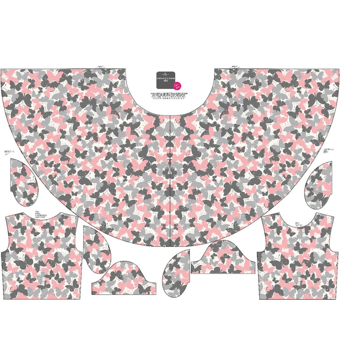 KID'S DRESS "MIA" - BUTTERFLIES / pink - sewing set (110/116)