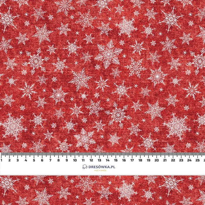 SNOWFLAKES PAT. 2 / ACID WASH RED - Cotton woven fabric