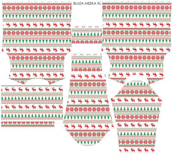 MEN’S SWEATSHIRT (COLORADO) - REINDEERS PAT. 2 / red-green - sewing set