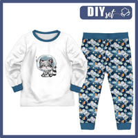 CHILDREN'S PAJAMAS " MIKI" - RACCOON (CUTIES IN THE SPACE) - Elastic cotton knit fabric (110/116)
