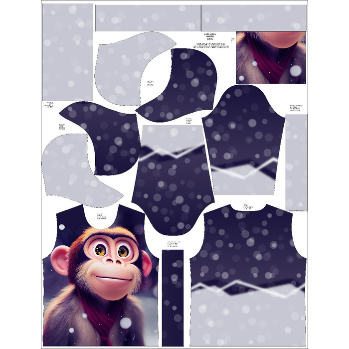 UNISEX HOODIE (HYDRA) - ANIMATED MONKEY - sewing set XXXL