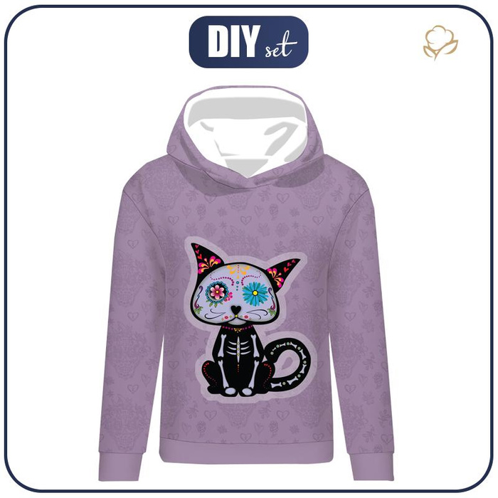 CLASSIC WOMEN’S HOODIE (POLA) - CAT DANTE (DIA DE LOS MUERTOS) - looped knit fabric