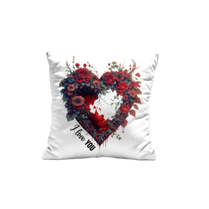 PODUSZKA 45X45 - FLOWER HEART - Panama 220g - zestaw do uszycia