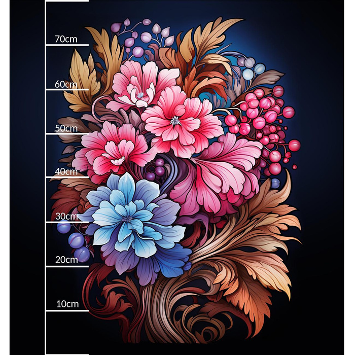 BOUQUET OF FLOWERS WZ.3 - panel (75cm x 80cm) - single jersey s elastanem ITY