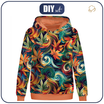 CLASSIC WOMEN’S HOODIE (POLA) - Hemp leaves WZ. 1 - sewing set