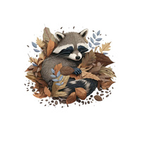 SLEEPING RACCOON - Paneel (60cm x 50cm) Sommersweat