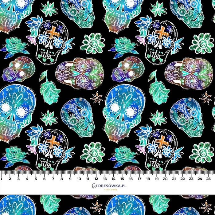 NEON SKULLS pat. 1 (DIA DE LOS MUERTOS) - Hydrophobic brushed knit