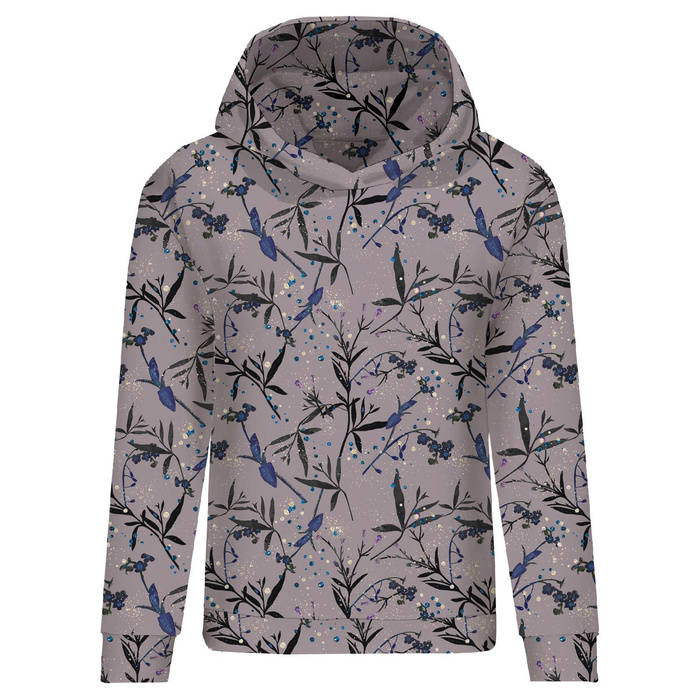 CLASSIC WOMEN’S HOODIE (POLA) - ENCHANTED MEADOW (ENCHANTED NIGHT) - looped knit fabric - L