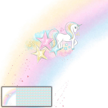 EINHORN UND STERNE (WUNDERLAND) - panoramisches Paneel (60cm x 155cm)