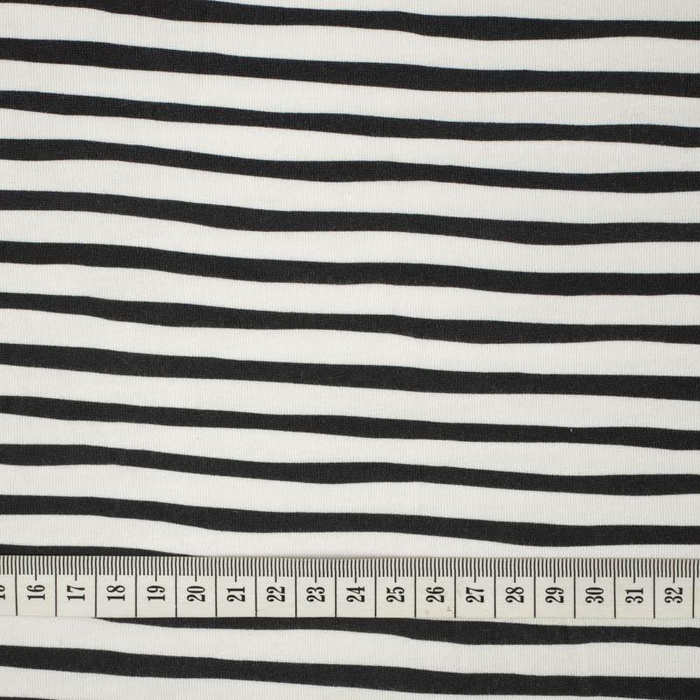 STRIPES - BLACK AND WHITE (BIRDS IN LOVE) - looped knit fabric