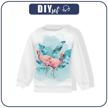 DĚTSKÁ MIKINA (NOE) - Plameňáci vz. 2 / bílý - teplákovina