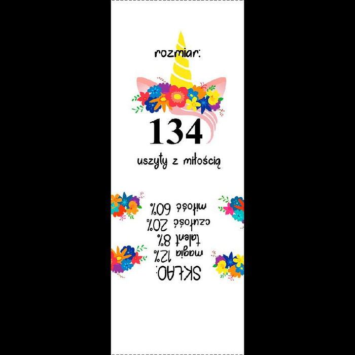 Mädchen Textillabel "EINHORN / Kranz" PL - 9 Stck Set / Größe nach Wahl