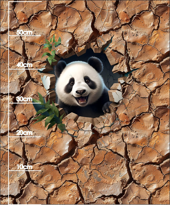 ANIMALS CRACKED wz.4 (panda) - panel (60cm x 50cm)  bavlněná tkanina