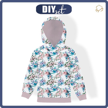 DZIECIĘCA BLUZA Z KAPTUREM - BUKIET KWIATÓW wz. 9 (DYNIOWY OGRÓDEK) - dzianina pętelkowa (98/104)