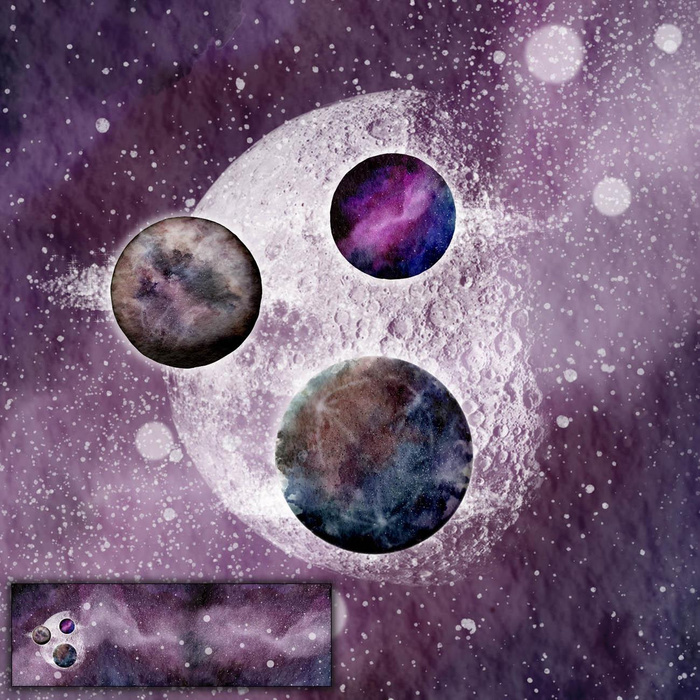PLANETEN (GALAXY) - SINGLE JERSEY panoramisches Paneel (60cm x 155cm)