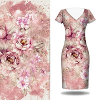 WATERCOLOR FLOWERS wz. 6 - panel sukienkowy krepa