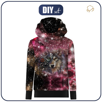 UNISEX HOODIE (HYDRA) - WOLF / AQUARELL GALAXIE MS. 8 - Nähset XXXL