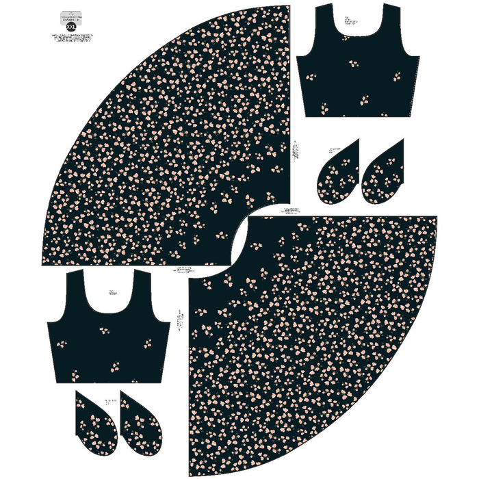 KLEID "ISABELLE" - ROSA BLUMEN M. 4 / schwarz - Nähset L