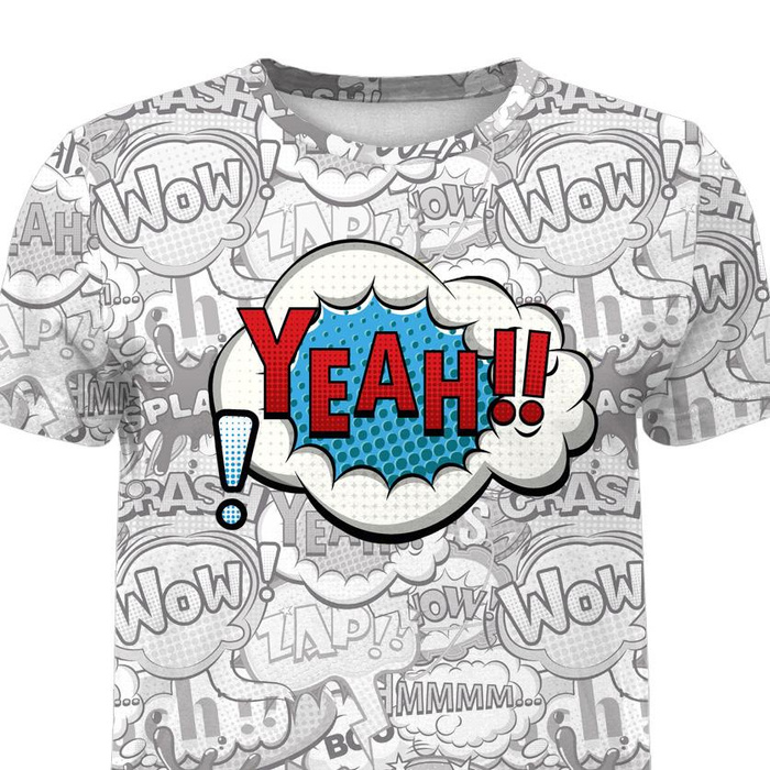 HERREN T-SHIRT - COMICS / yeah (blau - rot) - Single Jersey M