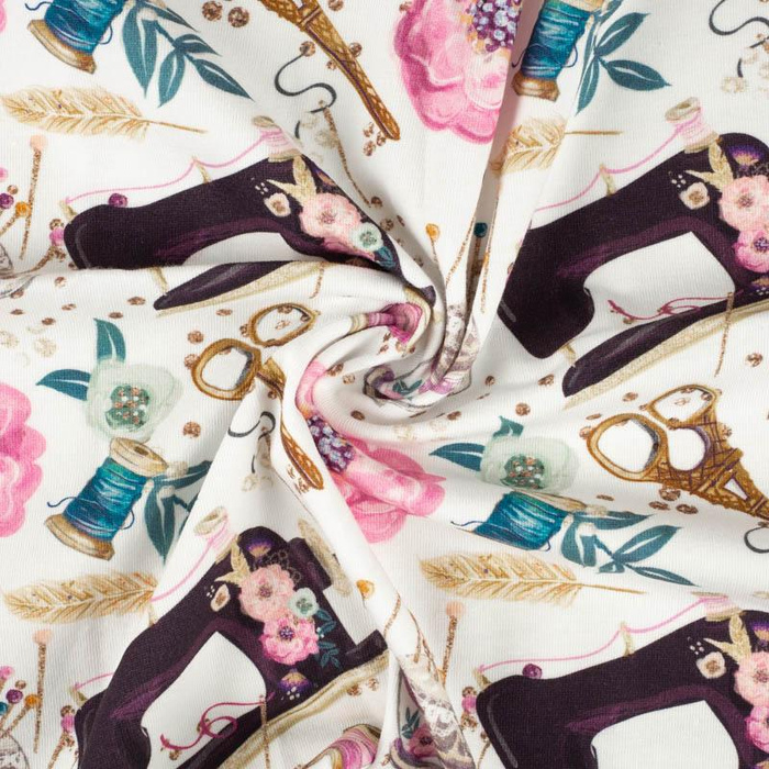 RETRO SEWING MACHINES pat. 1 / white - Viscose jersey
