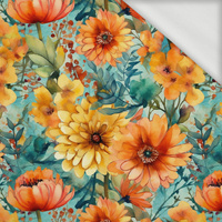 FLOWERS PAPAYA ORANGE WZ. 13 - dresówka pętelkowa