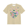 KID’S T-SHIRT - HEART BUTTERFLIES / beige - Single Jersey (116/122)