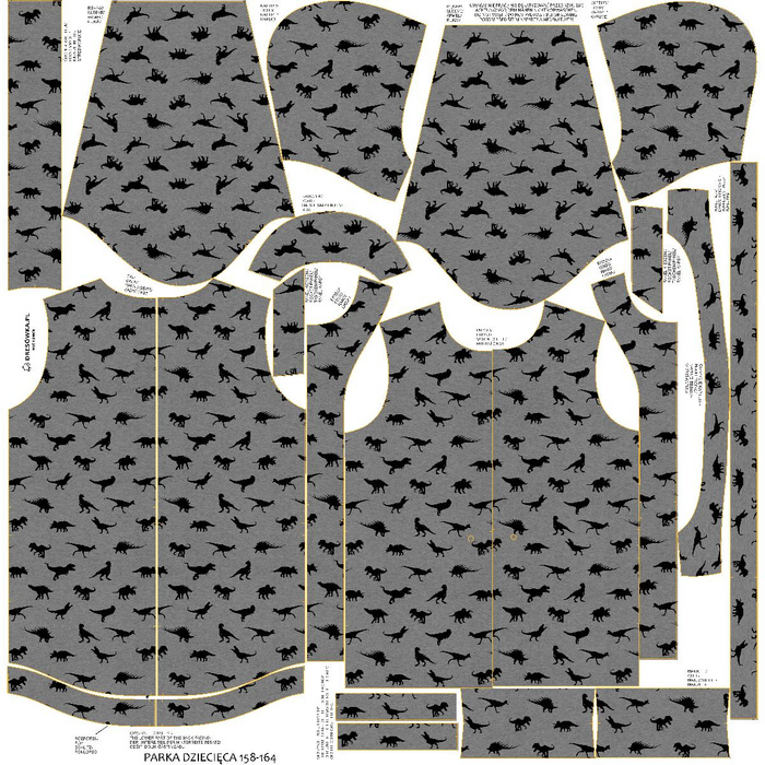 KIDS PARKA (ARIEL) - DINO BLACK  / öko melange - softshell (122/128)