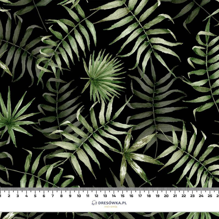 TROPIKALNE LIŚCIE wz. 3 / czarny (JUNGLE) - tkanina wodoodporna