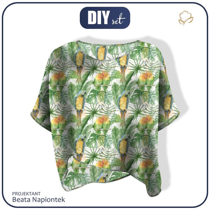 LEICHTE OVERSIZE BLUSE "ELENA" - PAPAGEIE m. 2 / weiß (JUNGLE) - Nähset