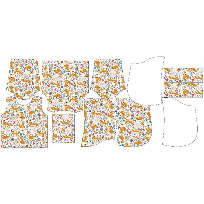 KID'S HOODIE "ALEX" (134/140) - FOXES IN THE FORREST - looped knit fabric