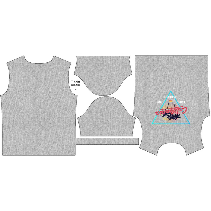 HERREN T-SHIRT - CALIFORNIA Ms. 2 / M-01 melange hellgrau - Single Jersey XXXL