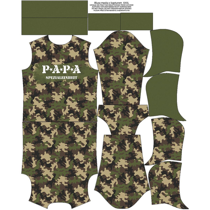 PÁNSKÁ MIKINA S KAPUCÍ (COLORADO) - PAPA / moro - SADA ŠITÍ XL DE