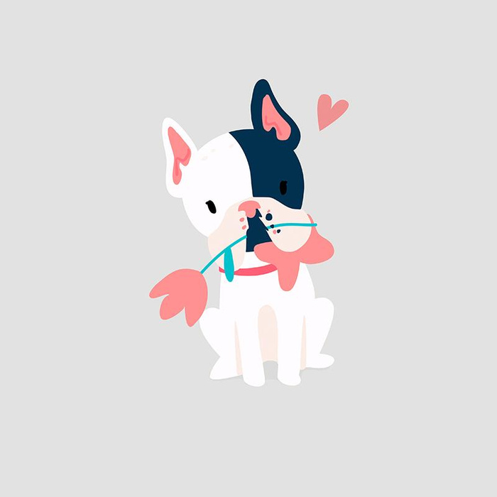 Hund mit Blume (J'adore Paris) / pfirsich - Paneel Sommersweat