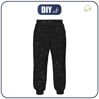 JOGGERY DZIECIĘCE (ROBIN) - BETON / czarny - zestaw do uszycia (98/104)