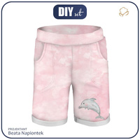 KID`S SHORTS (RIO) - DOLPHIN / CAMOUFLAGE pat. 2 / pale pink - sewing set
