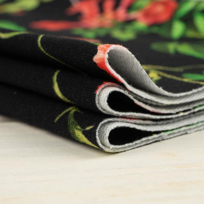 RED GARDEN (PARADISE GARDEN) - looped knit fabric