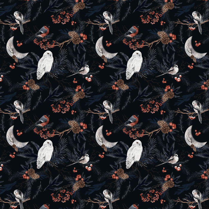 WINTERVÖGEL M. 2 (WINTER IM PARK) - Wasserabweisende Webware