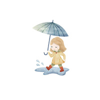 GIRL WITH UMBRELLA (AUTUMN GIRL) - panel looped knit