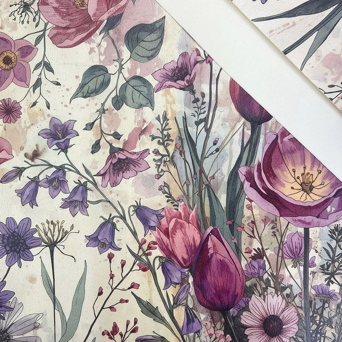 PASTEL FLOWERS WZ. 30 (46 cm x 50 cm) - tlustá ekologická koženka tlačená