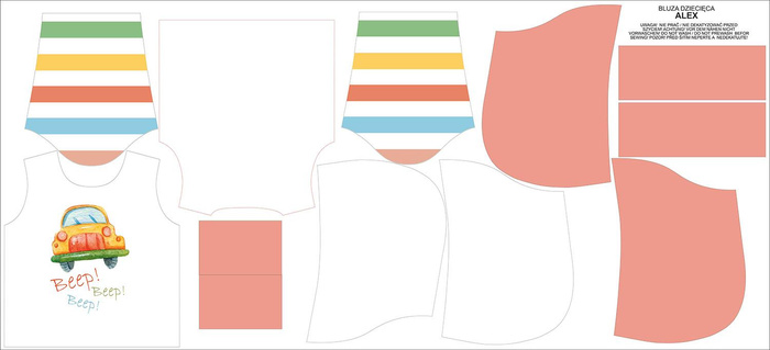 KID'S HOODIE (ALEX) - BEEP! BEEP! - looped knit fabric (86/92)