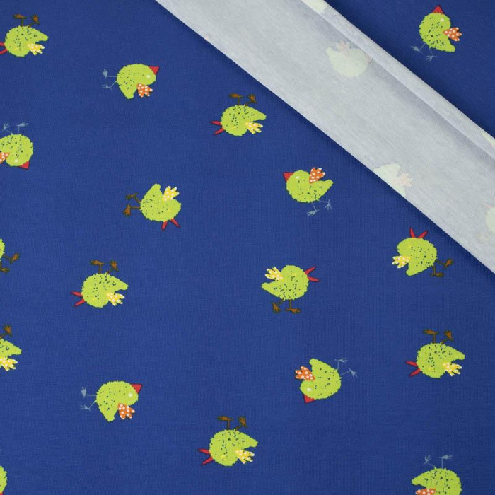 GREEN BIRDS / blue - single jersey