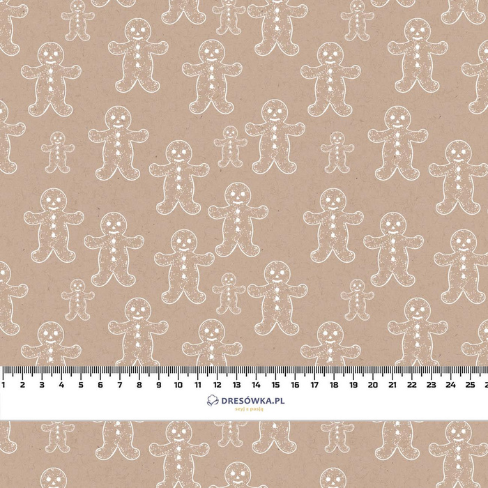 GINGERBREAD MEN (WHITE CHRISTMAS) - looped knit fabric