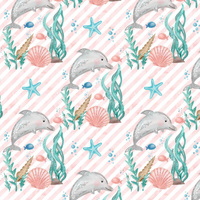 DOLPHINS / STRIPES (MAGICAL OCEAN) / pink