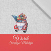 SANTA’S CART - WOREK ŚWIETĘGO MIKOŁAJA - acid wash grey - Cotton woven fabric panel / Choice of sizes