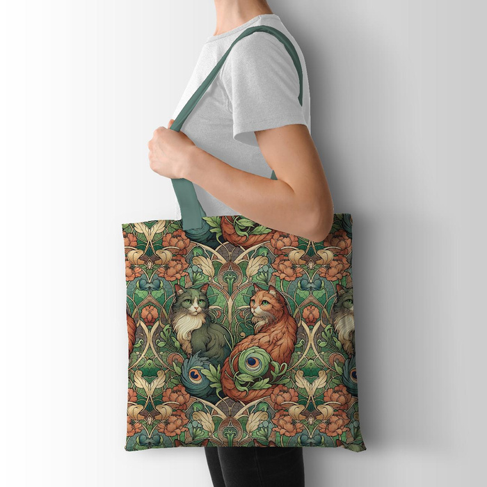 ART NOUVEAU CATS & FLOWERS VZ. 3 - tkanina wodoodporna