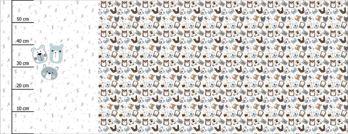 BEARS / blue (CITY BEARS) - PANORAMIC PANEL (60 x 155cm)