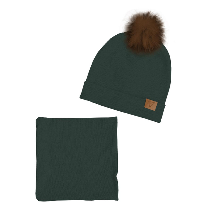 Flaschengrün - Mütze und Loop kreatives Nähset