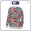 BASIC DAMEN SWEATSHIRT (HANA) - ROTE MOHNBLUMEN (ROTER GARTEN) - Sommersweat - XXXL