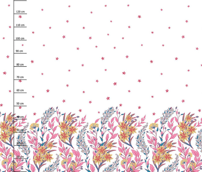 BLUMEN (Motiv 7) / weiß - Kleid-Panel krepp