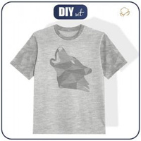 KID’S T-SHIRT (92/98) - GEOMETRIC WOLF (ADVENTURE)/ melange light grey- single jersey